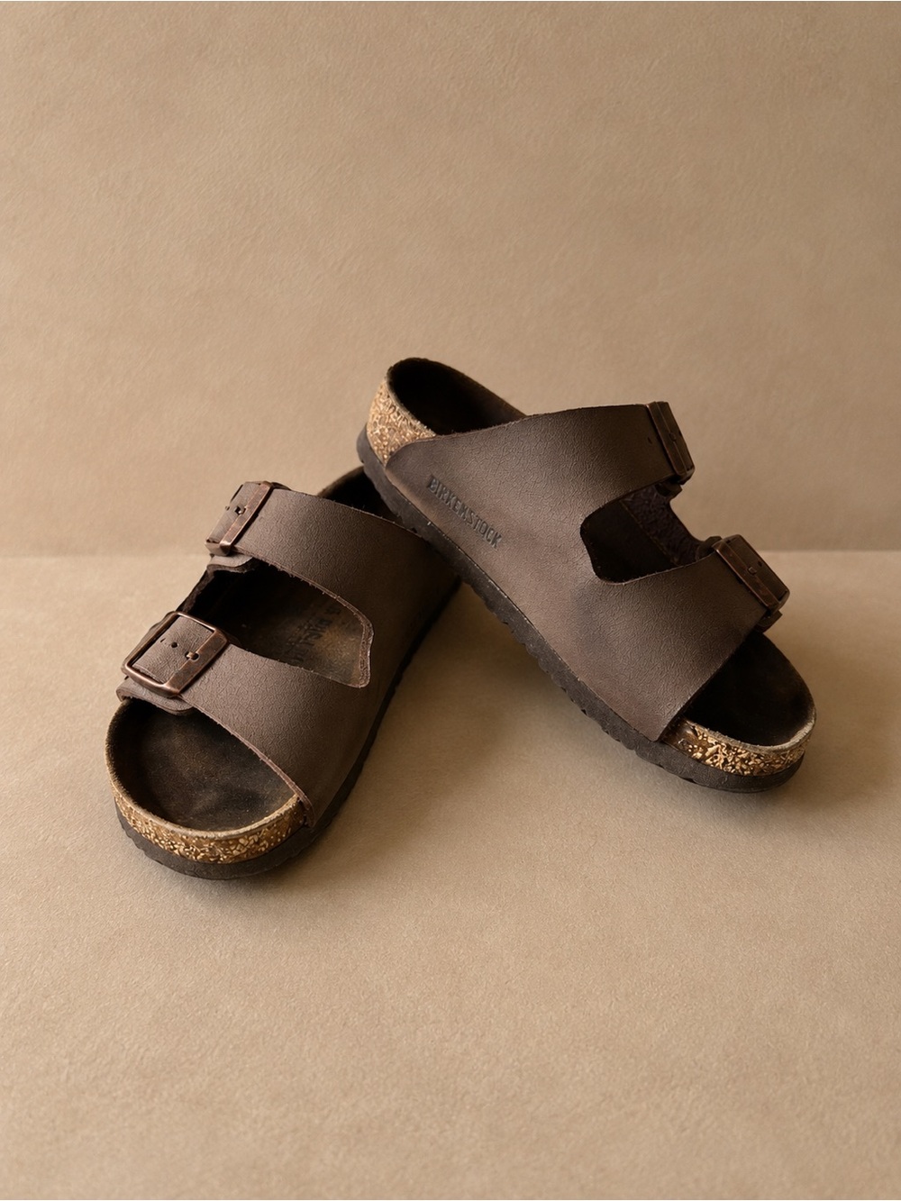 Birkenstock Two-Strap Slide Sandals - Dark Brown